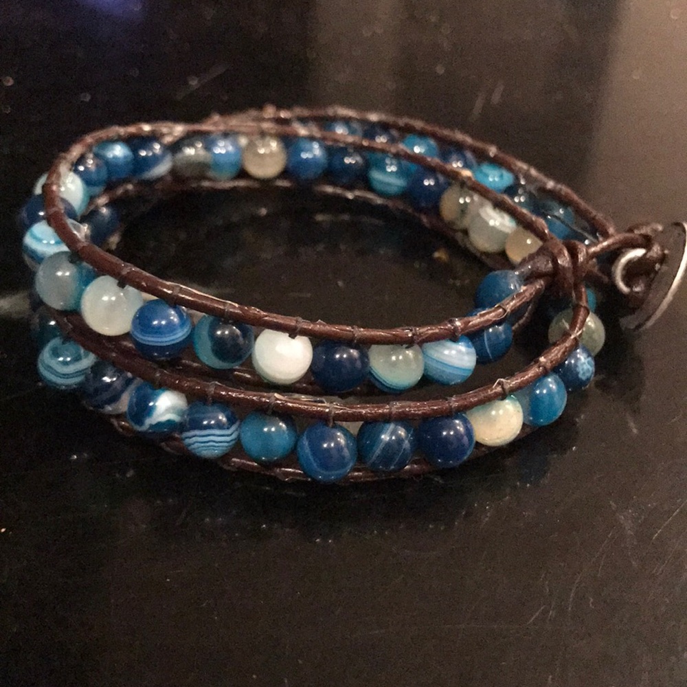 NWOT Double Chan Luu style wrap leather & gemstone